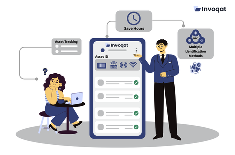 Diagram comparing RFID vs NFC vs barcode asset tracking technologies by range, speed, cost, and operational fit.