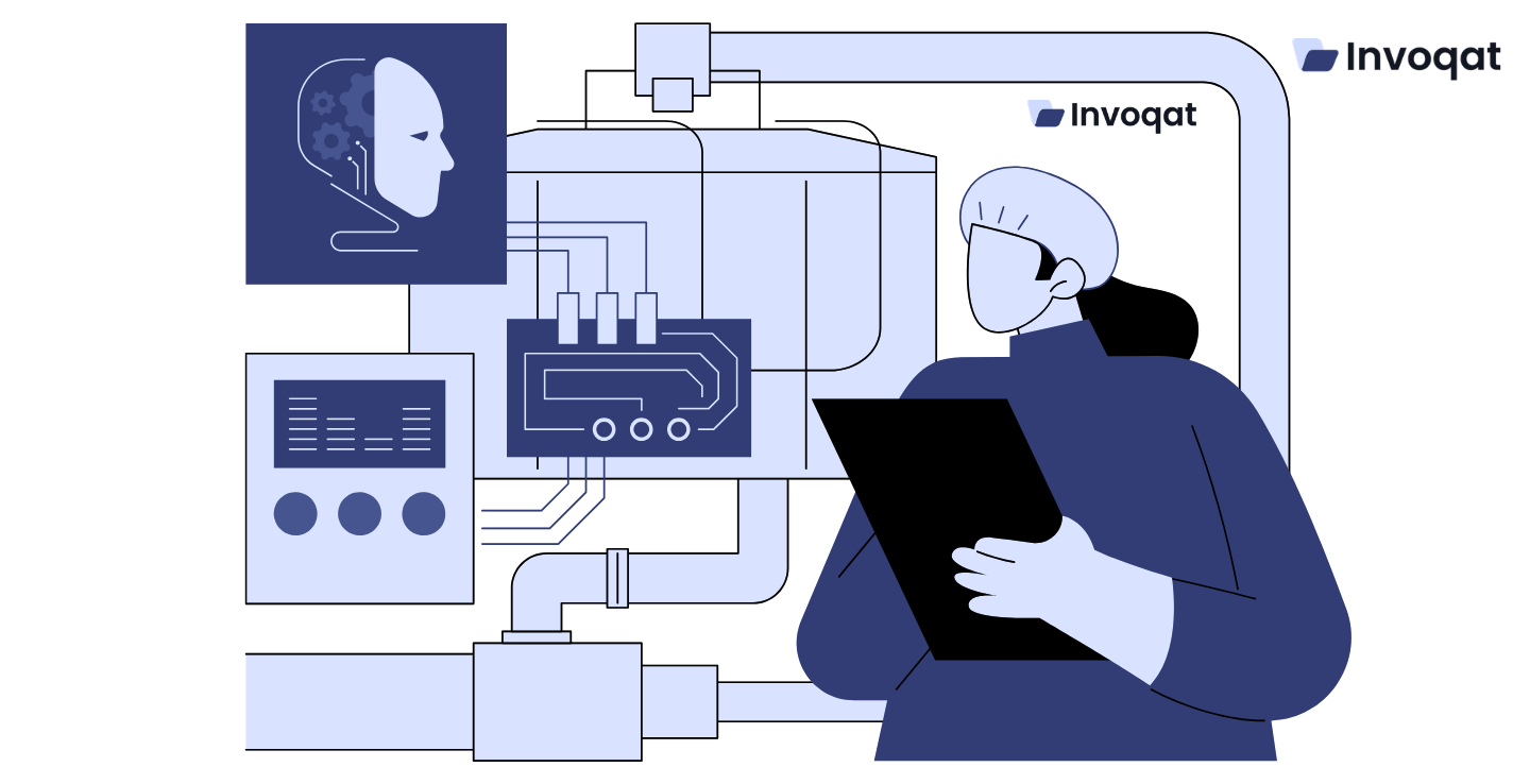 Illustration of predictive maintenance GCC using IoT sensors, AI analytics, and real-time monitoring to prevent equipment failure.